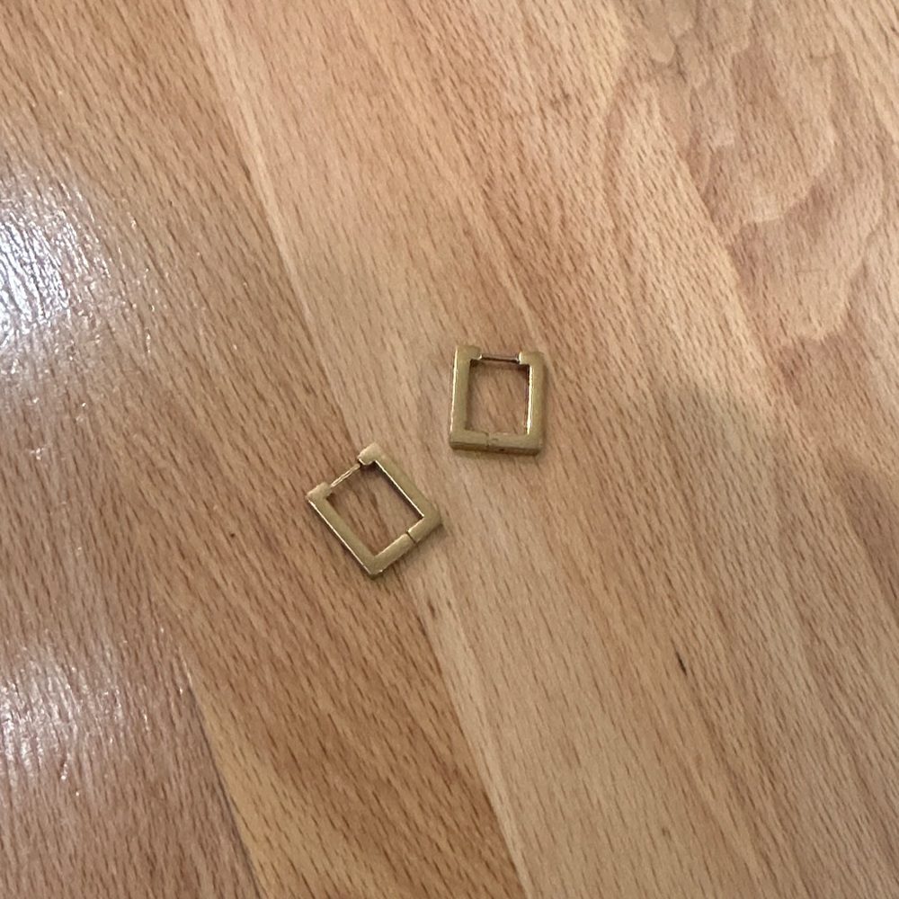 Waterproof Gold Square Hoop Earrings
